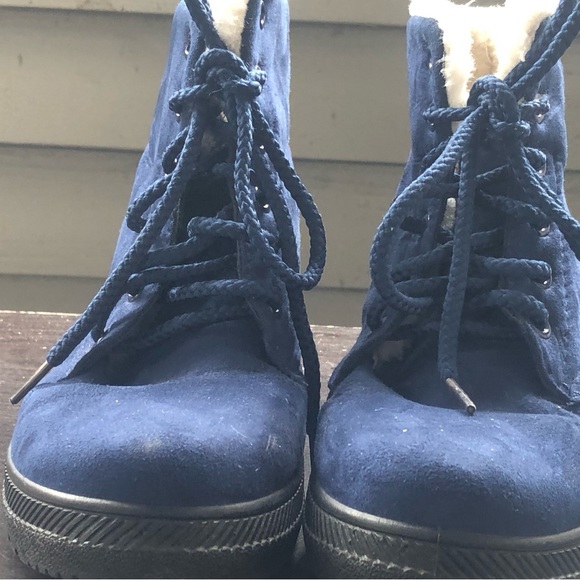 SQL Winter Snow Boots for Women BLUE Suede Fur Lined Ankle Boots Size 37/6.5US - Picture 4 of 10